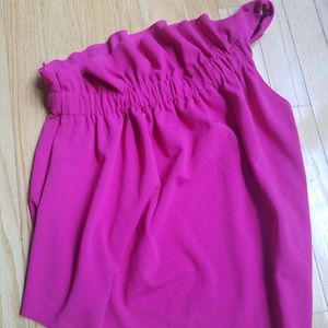 Zara pink one shoulder ruffle top